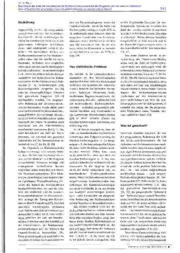 Vorschauseite 2: Beeinflusst die Zahl der transfundierten Erythrozytenkonzentrate die Prognose kritisch kranker Patienten?