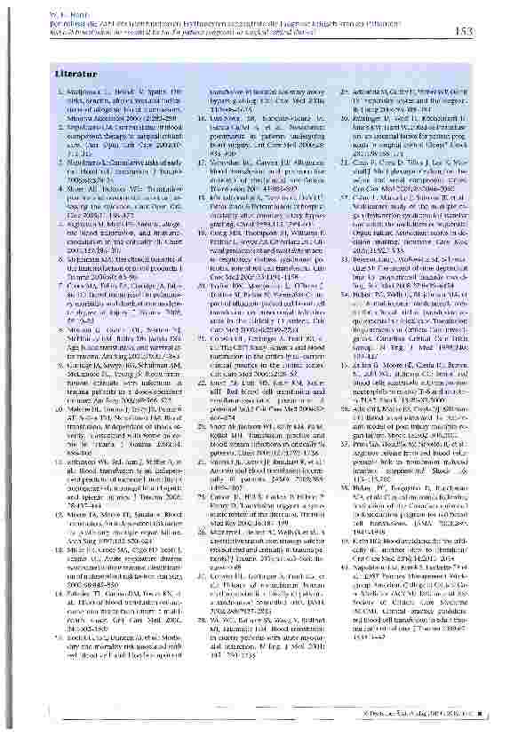 Vorschauseite 4: Beeinflusst die Zahl der transfundierten Erythrozytenkonzentrate die Prognose kritisch kranker Patienten?