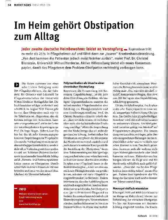 Vorschauseite 1: Im Heim gehört Obstipation zum Alltag