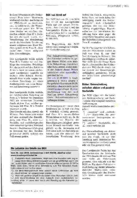 Vorschauseite 2: BGH stärkt erneut Patientenwillen