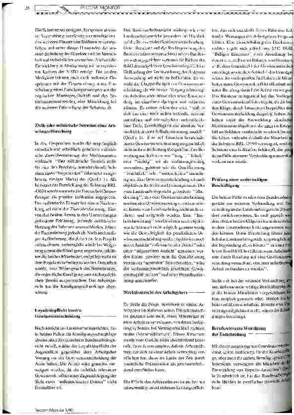 Vorschauseite 2: Bundesarbeitsgericht: Arbeitsverweigerung aus Gewissenskonflikt bestätigt