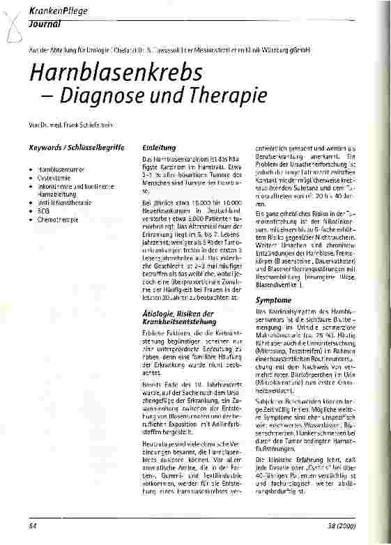 Vorschauseite 1: Harnblasenkrebs - Diagnose und Therapie