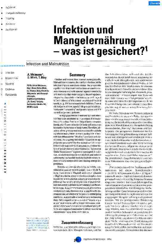 Vorschauseite 1: Infektion und Mangelernährung - was ist gesichert?