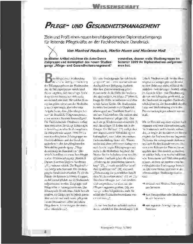 Vorschauseite 1: Pflegeund Gesundheitsmanagement