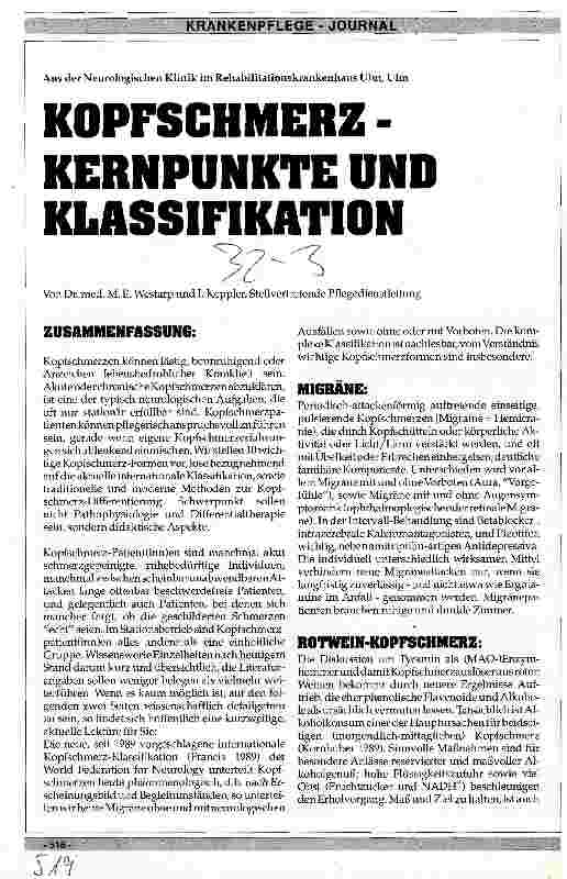 Vorschauseite 1: Kopfschmerz - Kernpunkte und Klassifikation Neurologische Klinik im Rehakrankenhaus Ulm