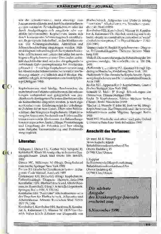Vorschauseite 4: Kopfschmerz - Kernpunkte und Klassifikation Neurologische Klinik im Rehakrankenhaus Ulm