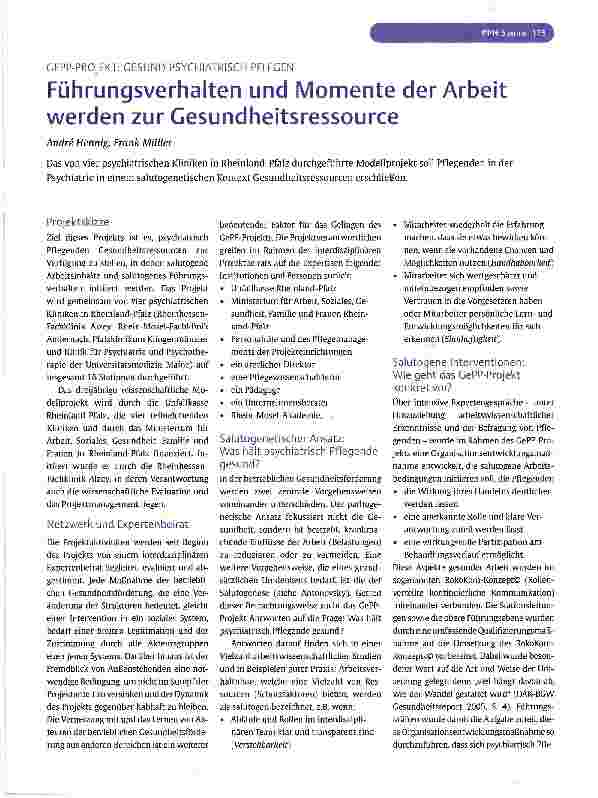 Vorschauseite 1: Führungsverhalten und Momente der Arbeit werden zur Gesundheitsressource
