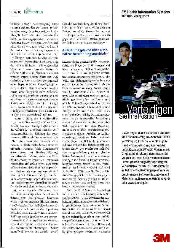 Vorschauseite 3: Patientenaufklärung im Spiegel der Rechtsprechung des Jahres 20091