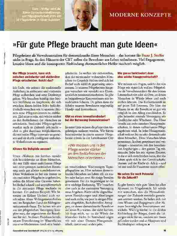 Vorschauseite 1: »Für gute Pflege braucht man gute Ideen«