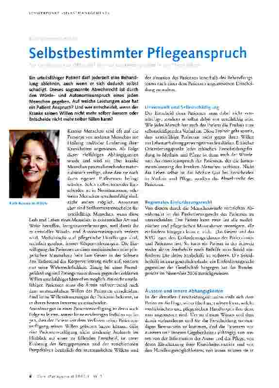 Vorschauseite 1: Selbstbestimmter Pflegeanspruch
