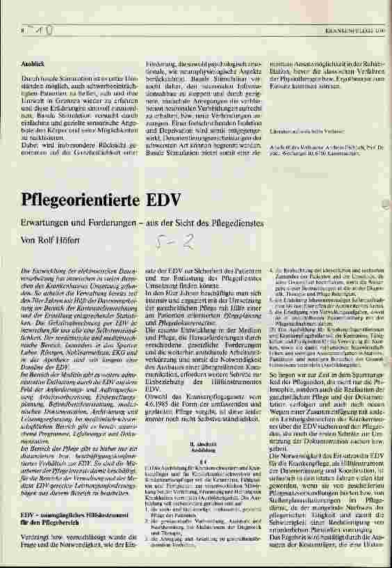Vorschauseite 1: Pflegeorientierte EDV Erwartungen und Forderungen - aus der Sicht des Pflegedienstes