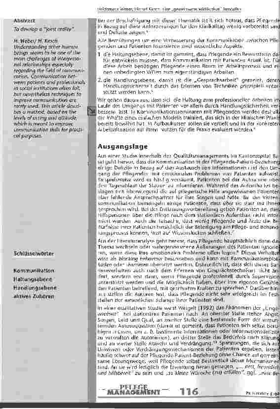 Vorschauseite 2: Eine gemeinsame Wirklichkeit herstellen Das Drei-Funktionen-Modell zur Unterstützung der kommunikativen Kompetenz von Pflegenden