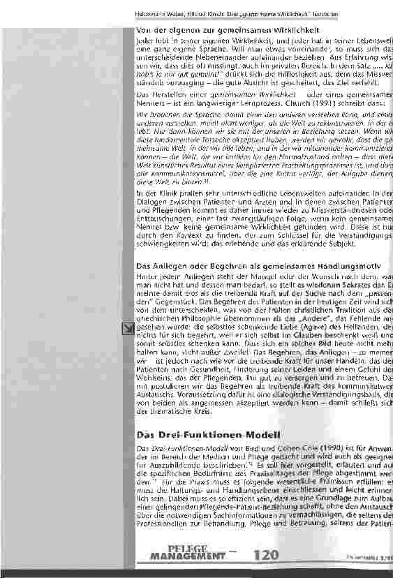 Vorschauseite 6: Eine gemeinsame Wirklichkeit herstellen Das Drei-Funktionen-Modell zur Unterstützung der kommunikativen Kompetenz von Pflegenden