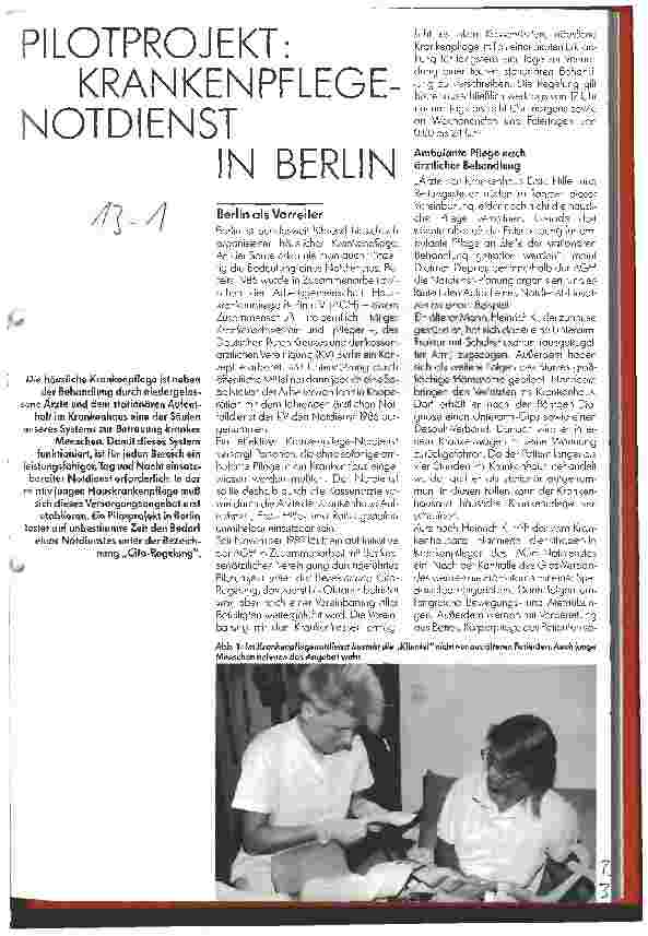 Vorschauseite 1: Pilotprojekt: Krankenpflegenotdienst in Berlin