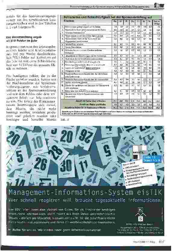 Vorschauseite 5: Prozessoptimierung in der Speisenversorgung bringt erhebliche Einsparpotenziale Fehleranalysen durch eine Studie decken unwirtschaftliche Leistungsprozesse auf