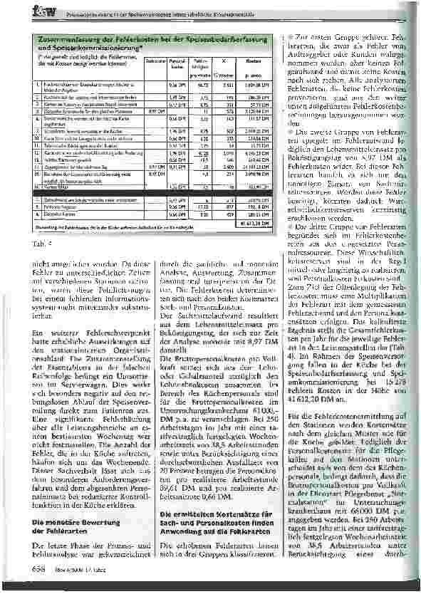 Vorschauseite 6: Prozessoptimierung in der Speisenversorgung bringt erhebliche Einsparpotenziale Fehleranalysen durch eine Studie decken unwirtschaftliche Leistungsprozesse auf