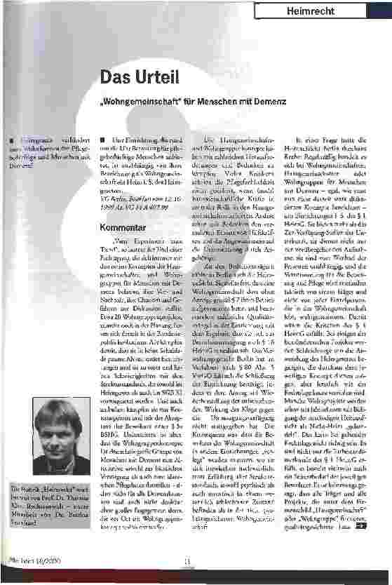 Vorschauseite 1: Das Urteil Wohngemeinschaft für Menschen mit Demenz