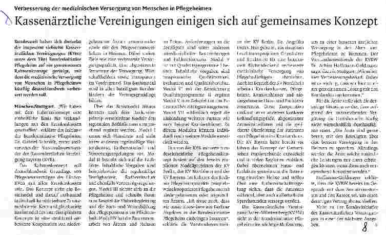 Vorschauseite 1: Kassenärztliche Vereinigungen einigen sich auf gemeinsames Konzept