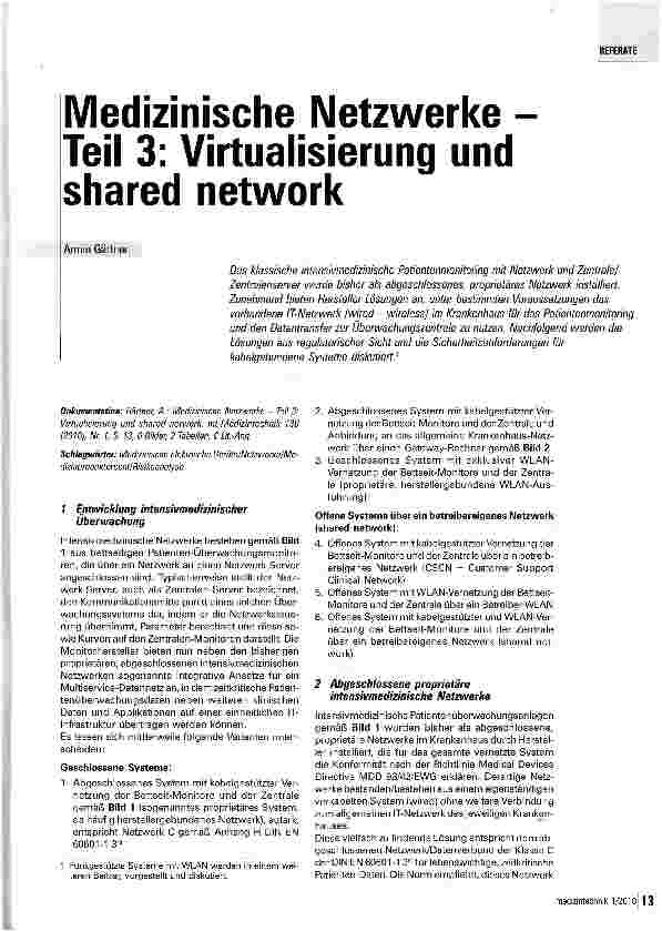 Vorschauseite 1: Medizinische Netzwerke Teil 3: Visualisierung und shared network