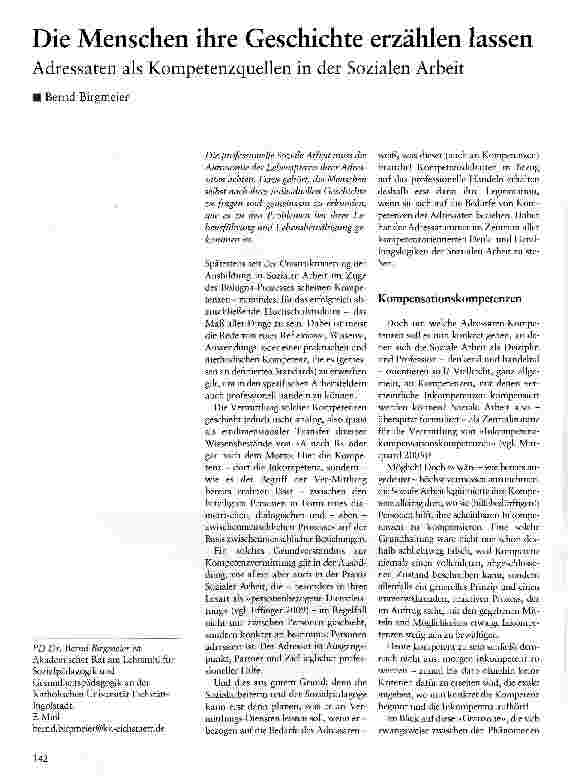 Vorschauseite 1: Die Menschen ihre Geschichte erzählen lassen Adressaten als Kompetenzquellen in der Sozialen Arbeit