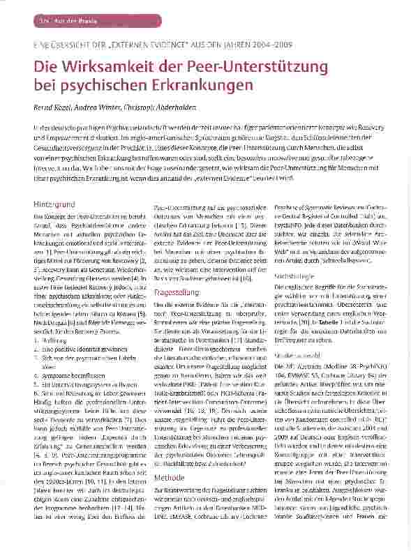Vorschauseite 1: Die Wirksamkeit der Peer-Unterstützung bei psychischen Erkrankungen