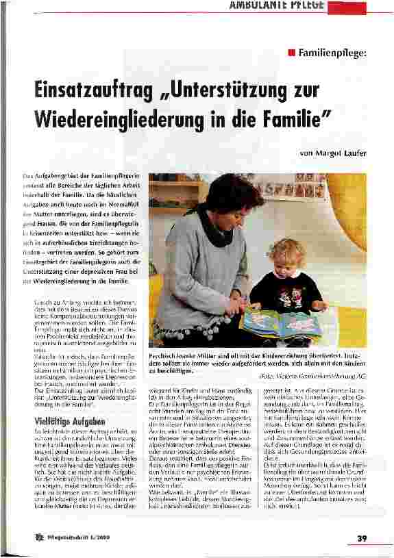 Vorschauseite 1: Einsatzauftrag Unterstützung zur Wiedereingliederung in die Familie