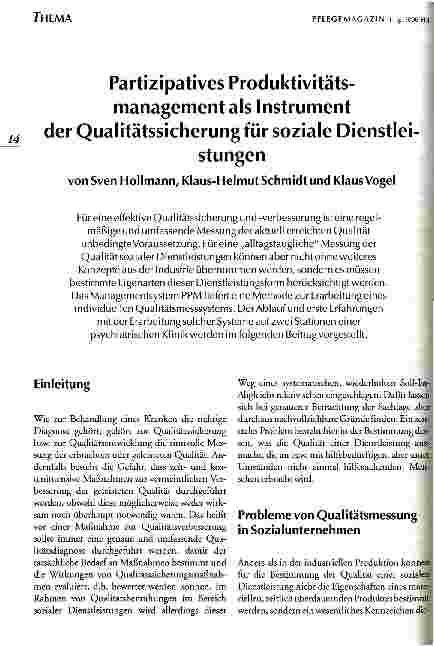 Vorschauseite 1: Partizipatives Produktivitätsmanagement als Instrument der Qualitätssicherung für soziale Dienstleistungen