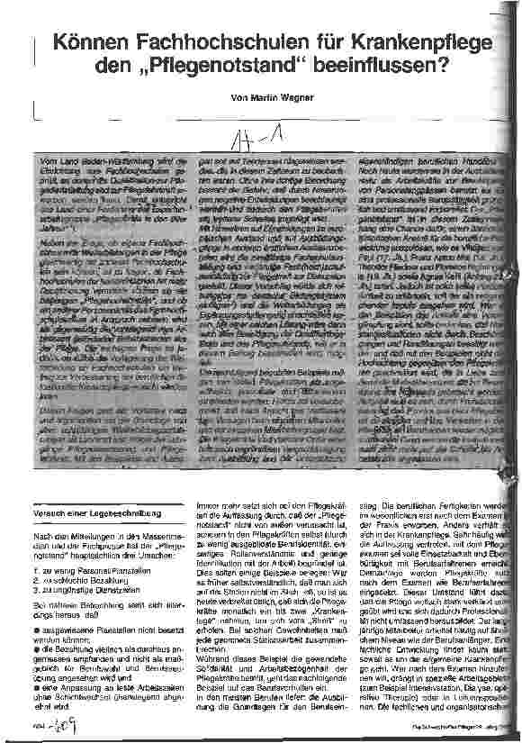 Vorschauseite 1: Können Fachhochschulen für Krankenpflege den Pflegenotstand beeinflussen?