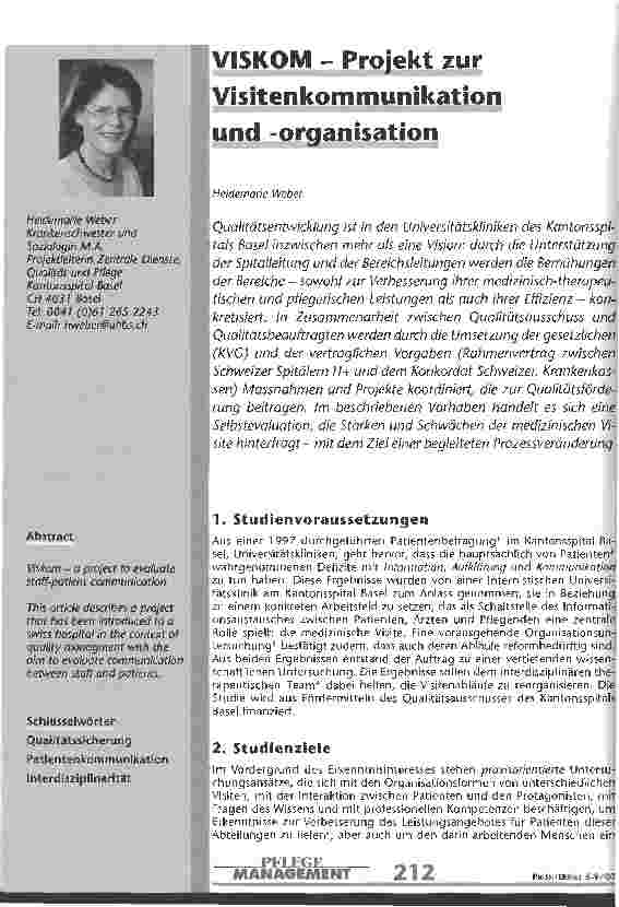 Vorschauseite 1: VISKOM - Projekt zur Visitenkommunikation und -organisation
