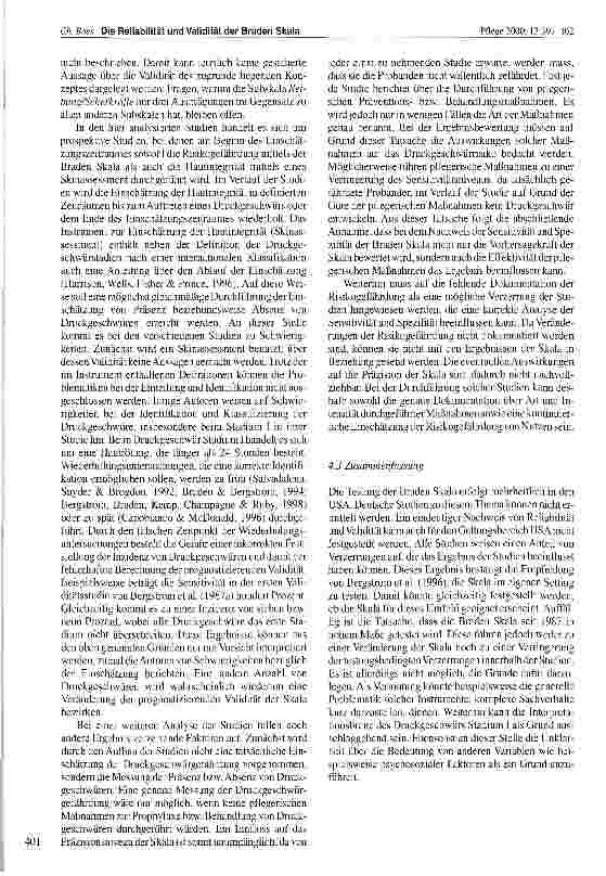 Vorschauseite 5: Die Reliabilität und Validität der Braden Skala zur Einschätzung des Druckgeschwürrisikos