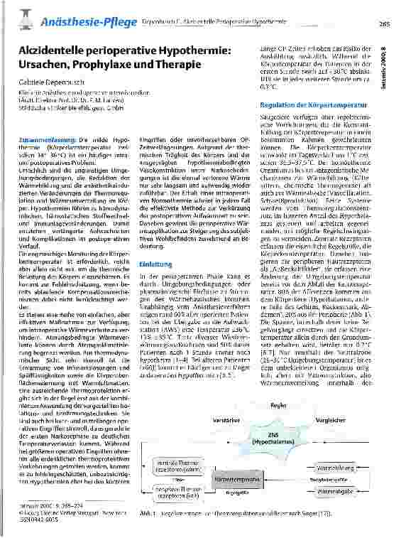 Vorschauseite 1: Akzidentelle perioperative Hypothermie: Ursachen, Prophylaxe und Therapie