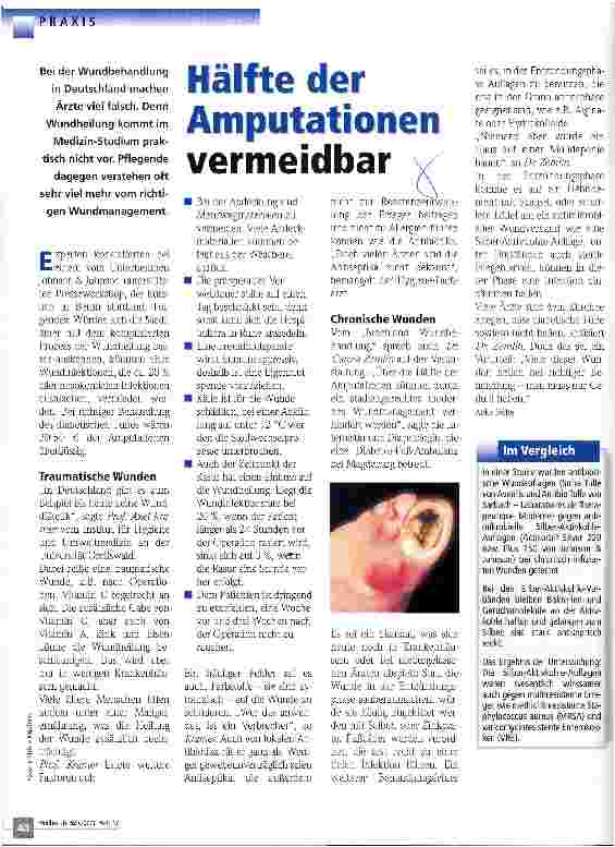 Vorschauseite 1: Hälfte der Amputationen vermeidbar