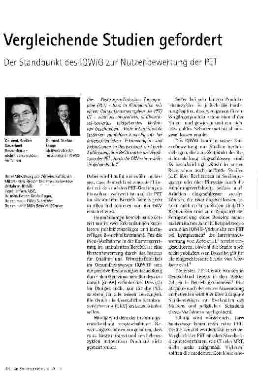 Vorschauseite 1: Vergleichende Studien gefordert