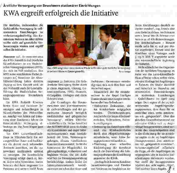 Vorschauseite 1: KWA ergreift erfolgreich die Initiative