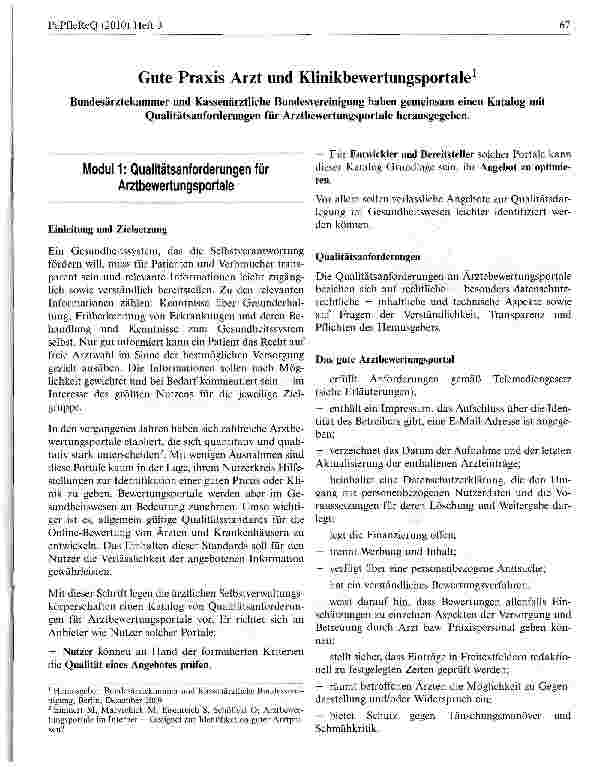 Vorschauseite 1: Gute Praxis Arzt und Klinikbewertungsportale1