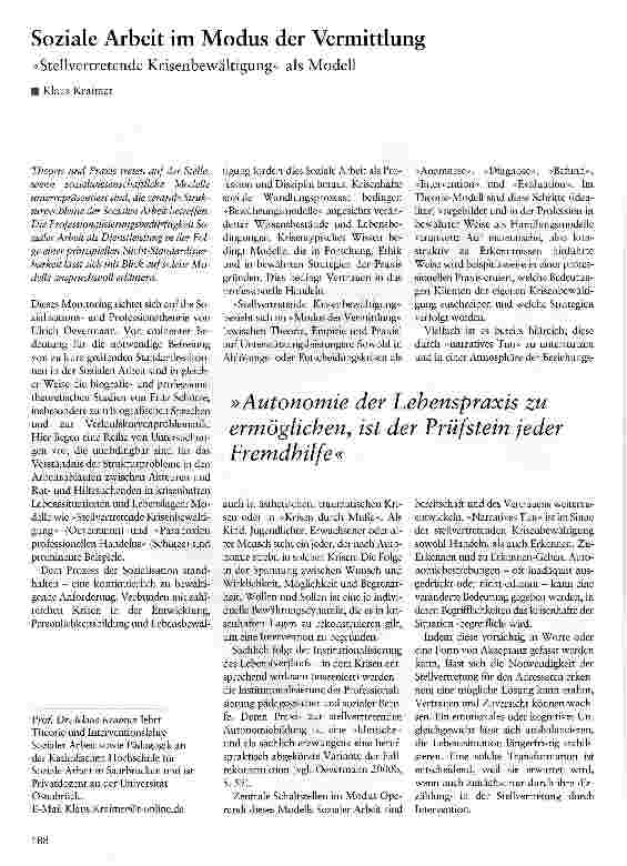 Vorschauseite 1: Soziale Arbeit im Modus der Vermittlung »Stellvertretende Krisenbewältigung« als Modell