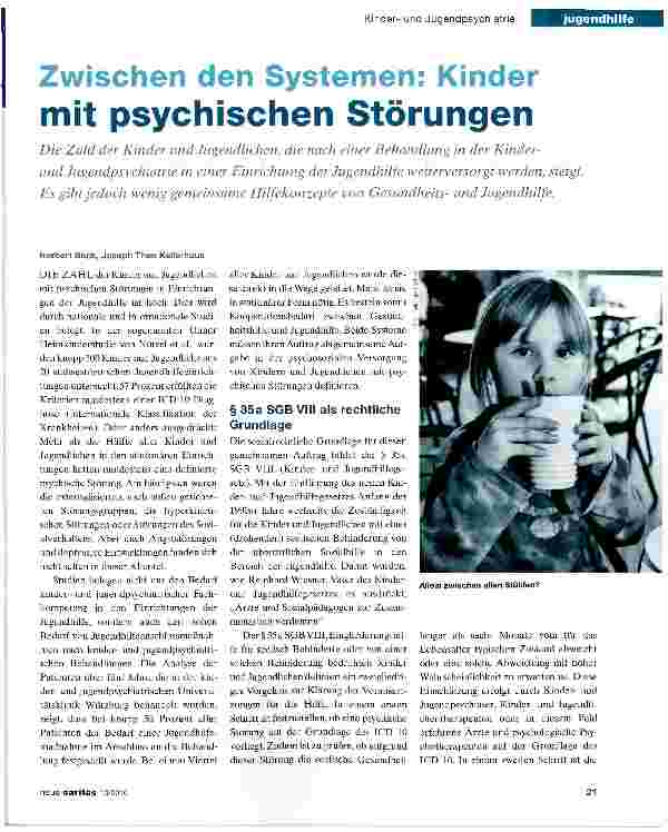Vorschauseite 1: Zwischen den Systemen: Kinder mit psychischen Störungen