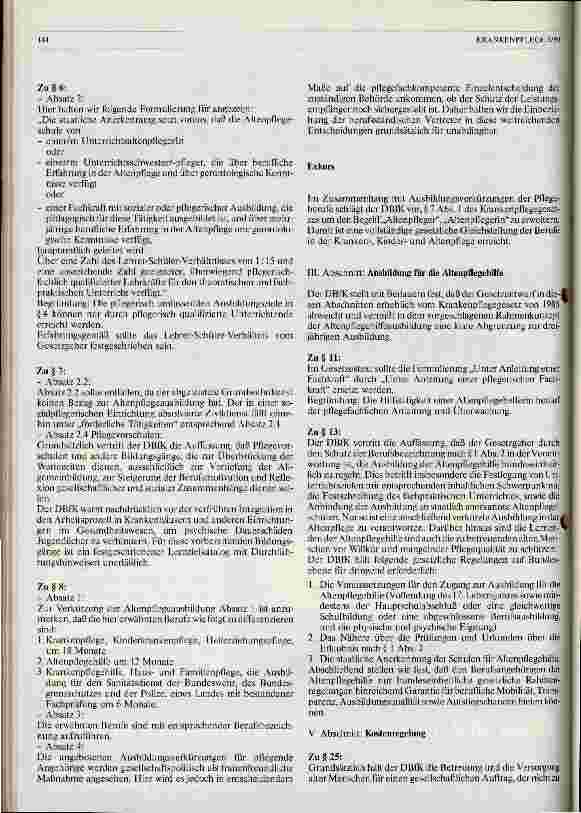 Vorschauseite 2: Stellungnahme des DBfK zum ersten Entwurf vom 4. 12. 89 des Gesetzes über die Berufe in der Altenpflege
