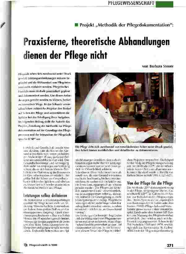 Vorschauseite 1: Praxisferne, theoretische Abhandlungen dienen der Pflege nicht