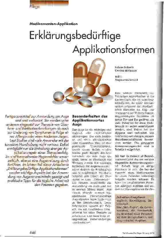 Vorschauseite 1: Erklärungsbedürftige Applikationsformen Teil 7: Augenarzneimittel