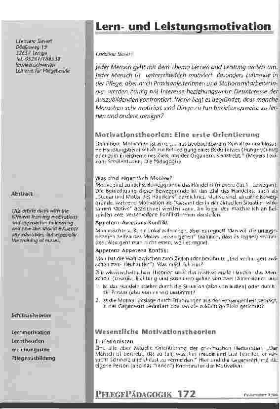 Vorschauseite 1: Lernund Leistungsmotivation