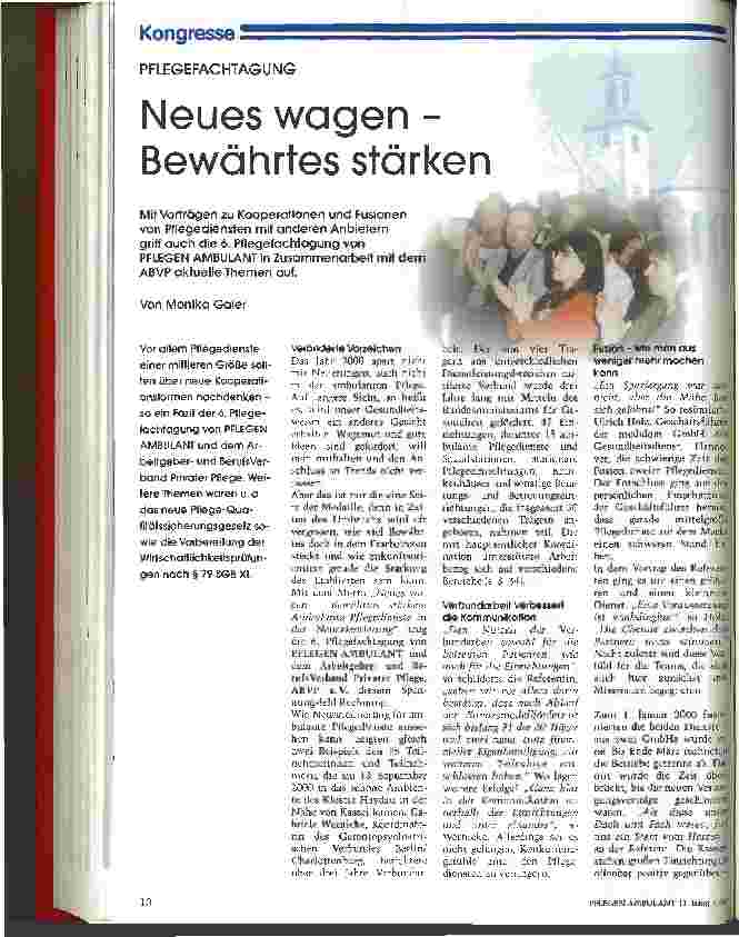 Vorschauseite 1: Neues wagen - Bewährtes stärken Pflegefachtagung