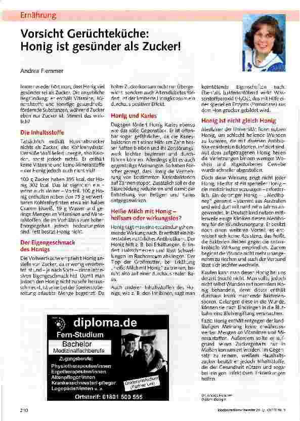 Vorschauseite 1: Vorsicht Gerüchteküche: Honig ist gesünder als Zucker!