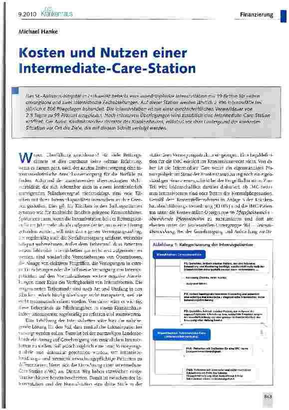 Vorschauseite 1: Kosten und Nutzen einer Intermediate-Care-Station