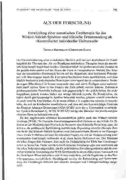 Vorschauseite 1: AUS DER FORSCHUNG