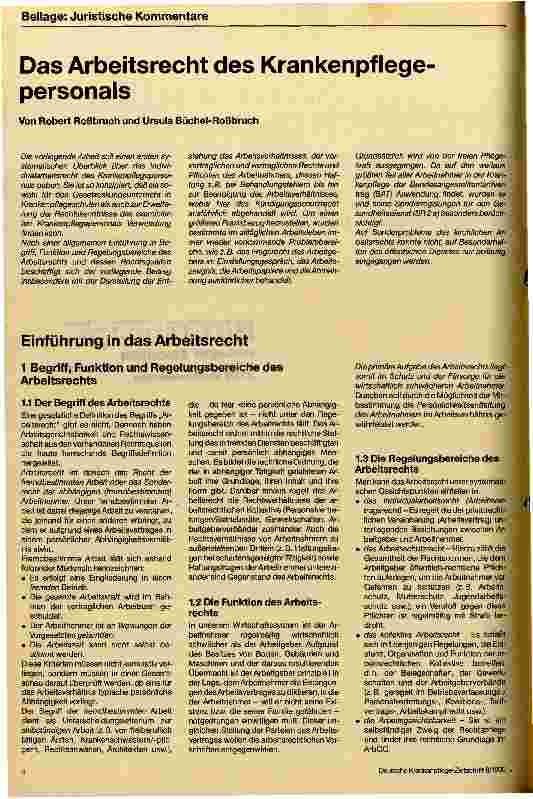 Vorschauseite 1: Das Arbeitsrecht des Krankenpflegepersonals