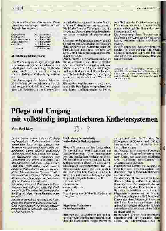 Vorschauseite 1: Pflege und Umgang mit vollständig implantierbaren Kathetersystemen