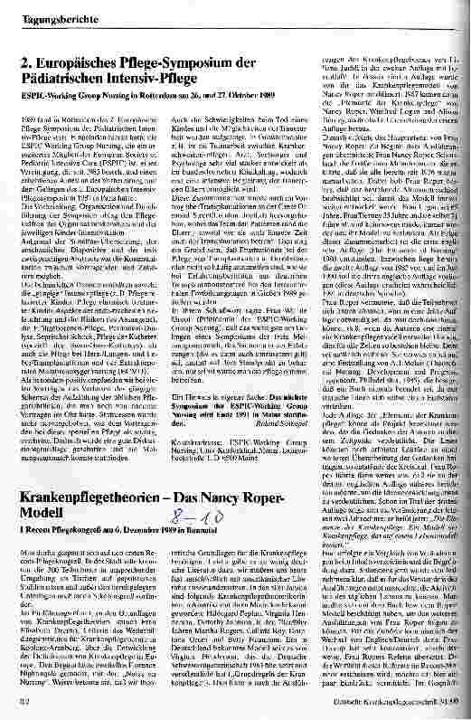 Vorschauseite 1: Krankenpflegetheorien - Das Nancy Roper-Modell 1. Recom Pflegekongreß aus Baunatal