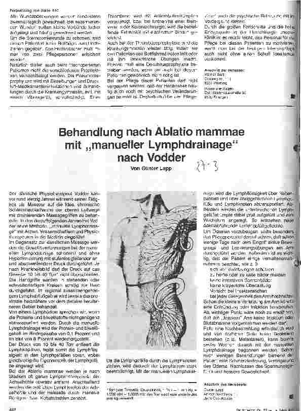 Vorschauseite 1: Behandlung nach Ablatio mammae mit manueller Lymphdrainage nach Vodder