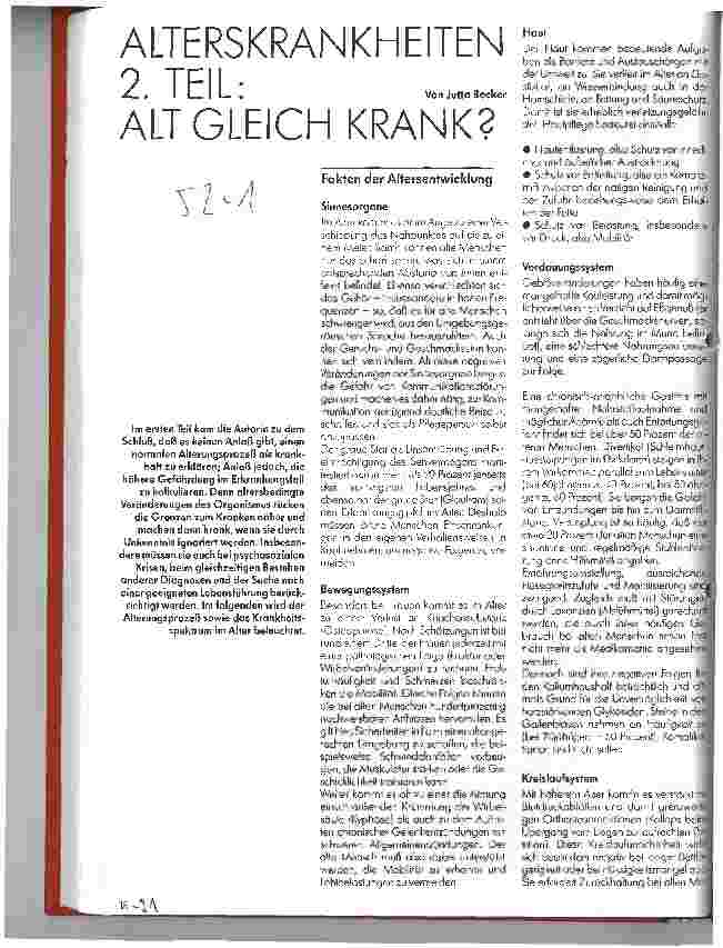Vorschauseite 1: Alterskrankheiten - 2. Teil: Alt gleich Krank?